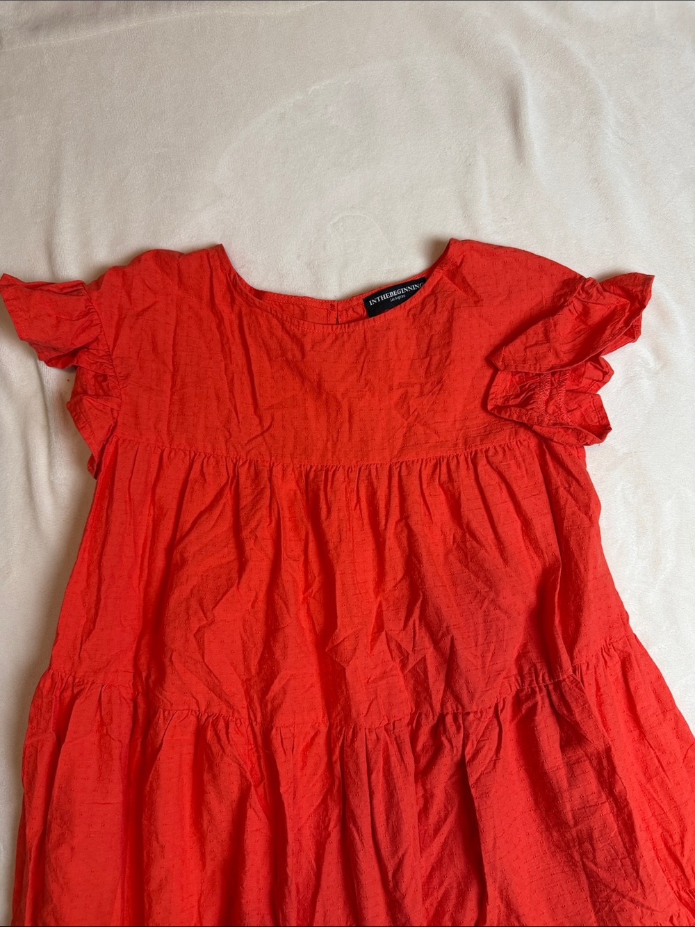 In The Beginning Red Orange Ruffle Mini Dress - Picture 2 of 7